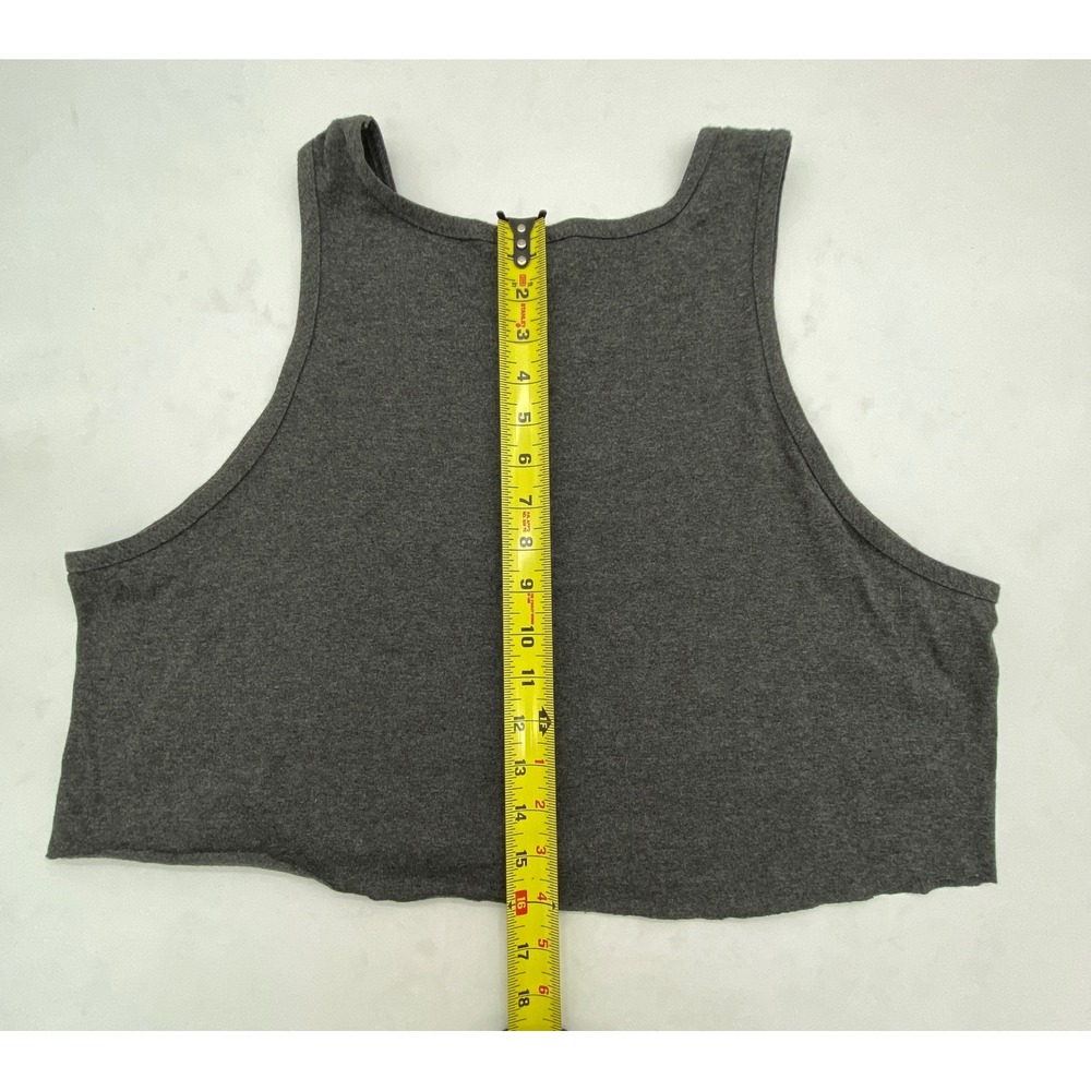 Crooks & Castles Gray Graphic Cropped Tank Top Size L Streetwear Raw Hem - Picture 3 of 7